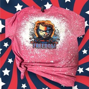 4th of July Chucky bleach effect shirt